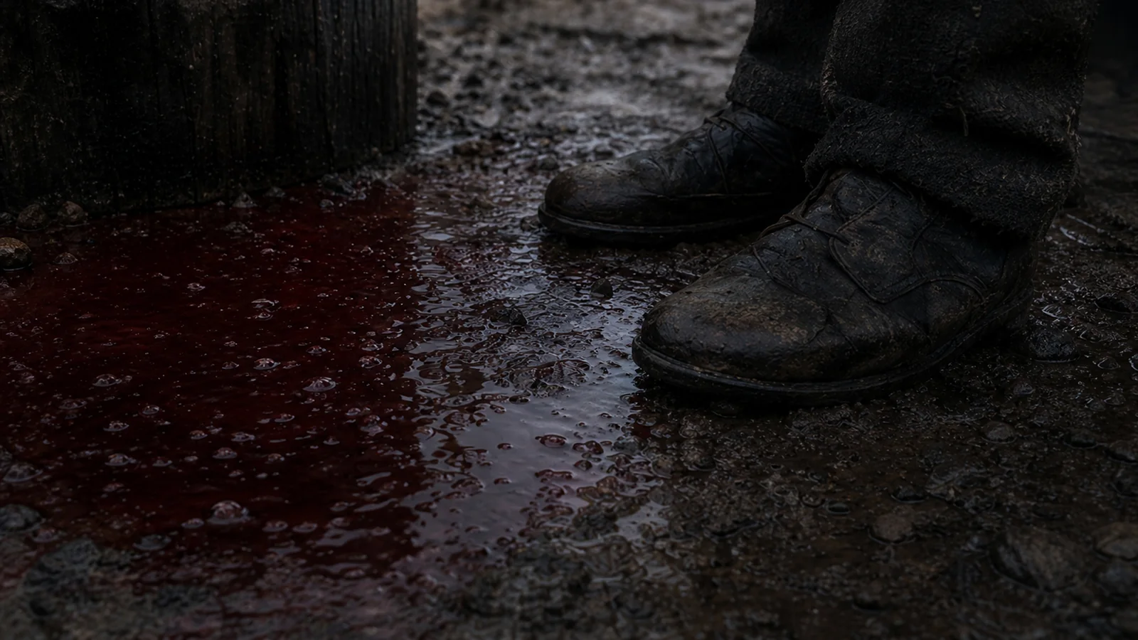 The Picture In The House — film frame - Man standing in blood
