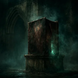 Ancient forbidden book glowing with eldritch light inside a gothic library, representing the Unspeakable Tales collection of Lovecraft ebooks and cosmic horror stories.