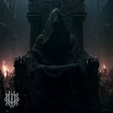 Cover art for the song "A Thousand Masks" by Unspeakable Tales featuring a hooded, faceless figure seated on a dark throne amid firelit bones and an ominous temple interior.