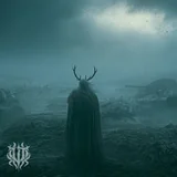 Cover art for the song "The Dreamkeeper" by Unspeakable Tales featuring a lone horned wanderer standing across a bleak, mist-covered wasteland beneath a storm-darkened sky.
