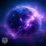 Cover art for the song "The Sultan of Demons" by Unspeakable Tales featuring a vast, chaotic cosmic entity of violet light and writhing forms, inspired by Azathoth at the center of the universe.