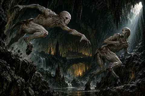 Leaping ghasts haunt the lightless vaults below the Dreamlands.
