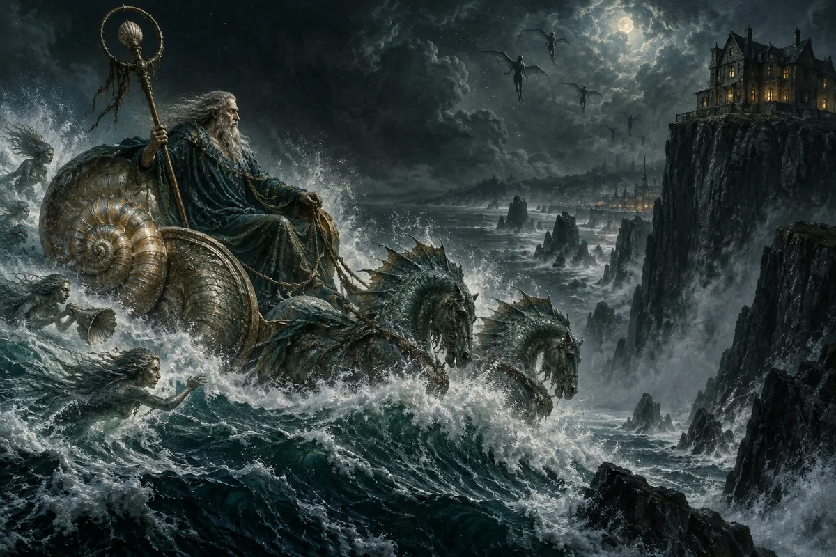 Nodens approaches the strange high house above Kingsport in a marine vision.