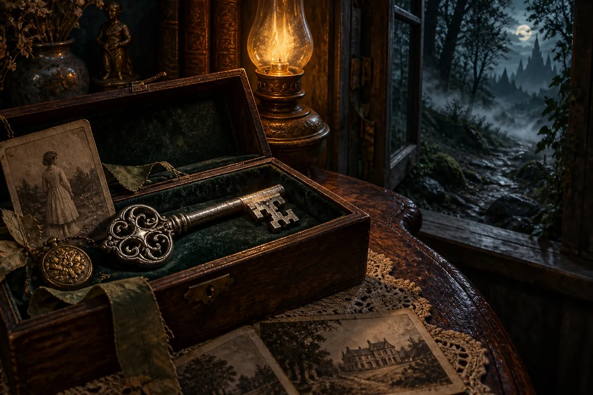 An ornate inherited silver key rests beside Carter’s childhood keepsakes.