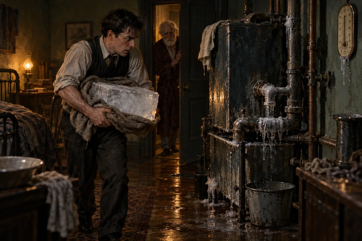 The narrator brings ice to Muñoz’s failing refrigerated room.