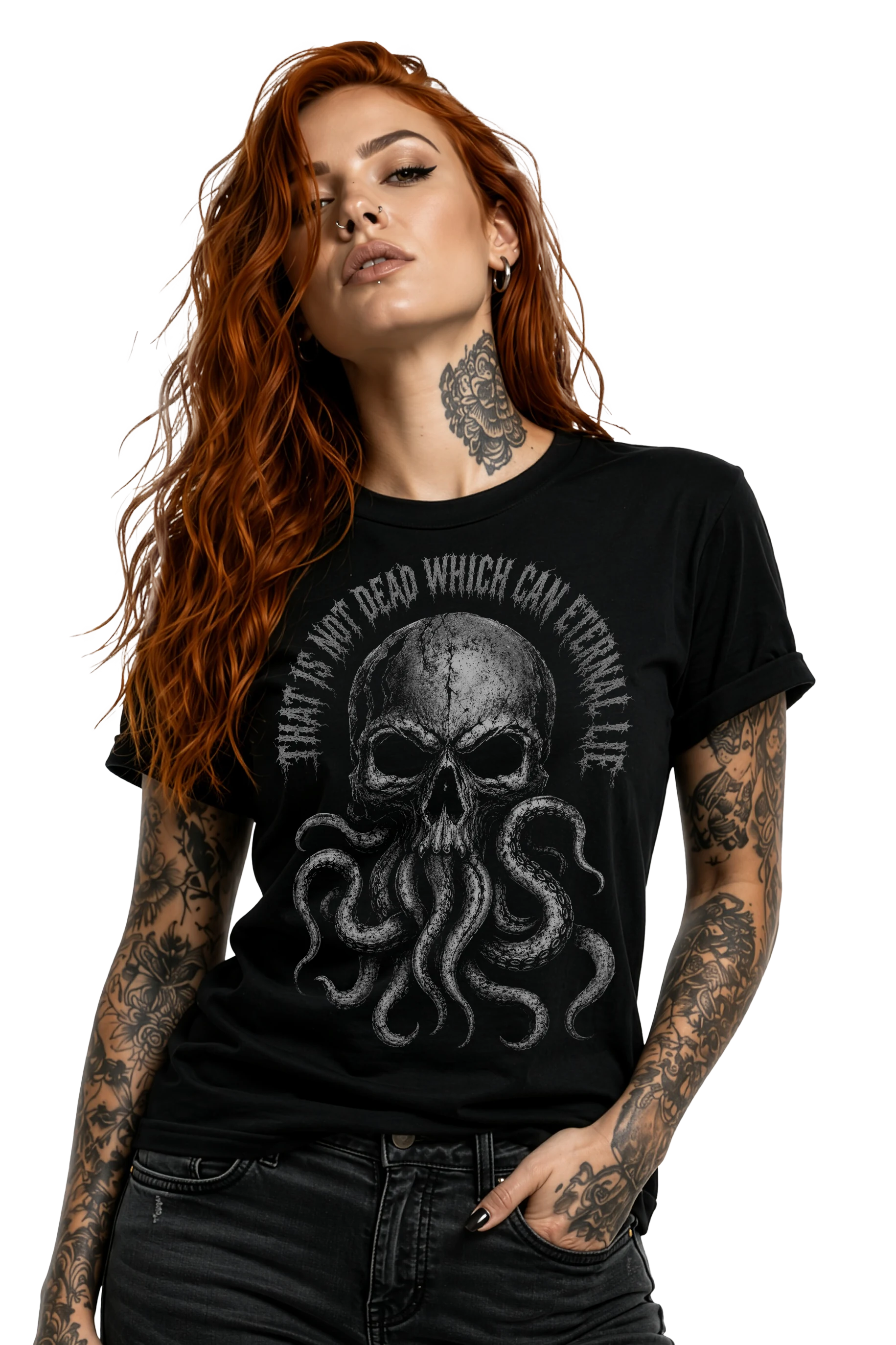 Cthulhu Even Death May Die black Lovecraftian Standard Unisex t-shirt