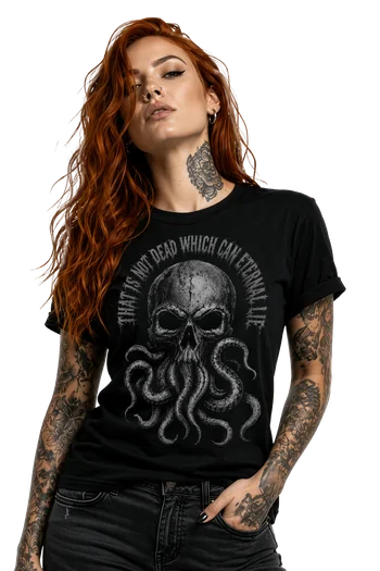 Cthulhu Even Death May Die black Lovecraftian Standard Unisex t-shirt