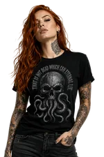 Cthulhu Even Death May Die black Lovecraftian Standard Unisex t-shirt