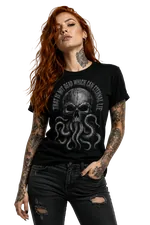 Cthulhu Even Death May Die black Lovecraftian Standard Unisex t-shirt